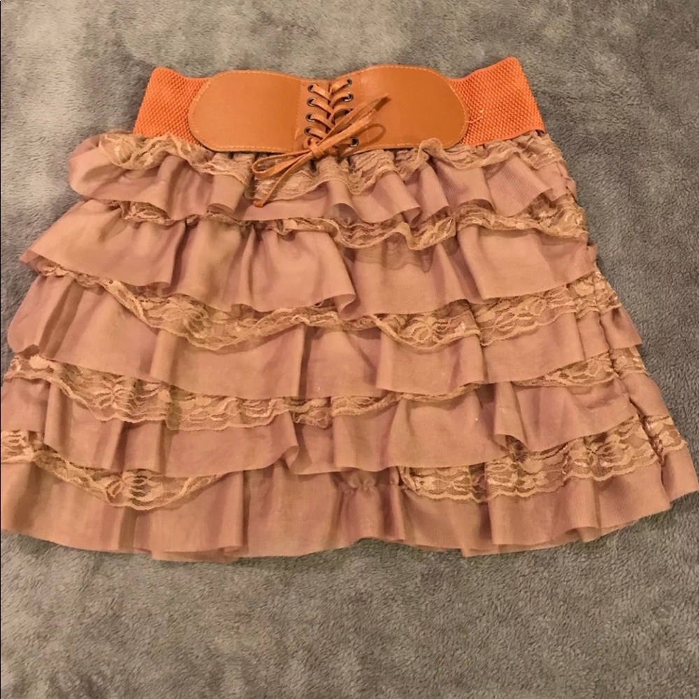 Tan lace skirt